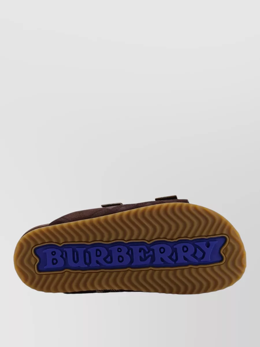 Burberry Leather Checked Flat Sandals