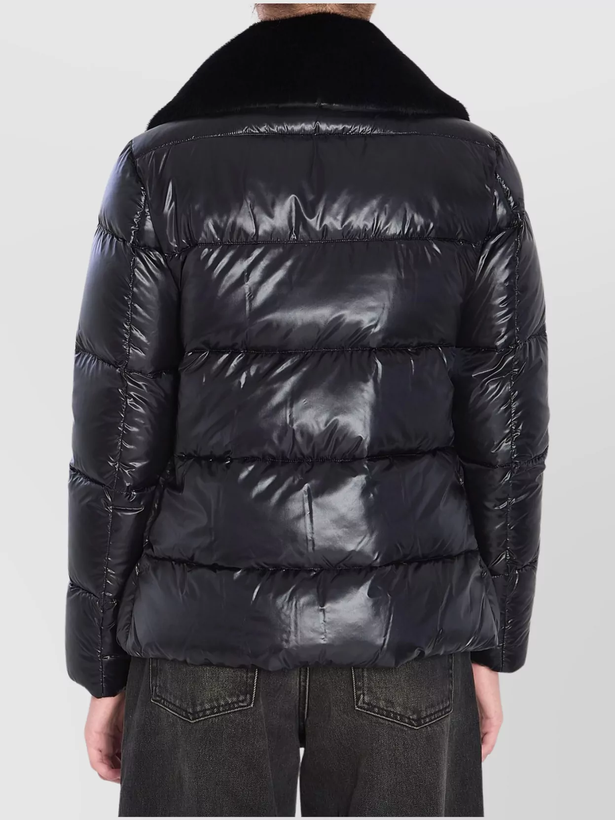 Herno Puffer Jacket Fur Collar In Black