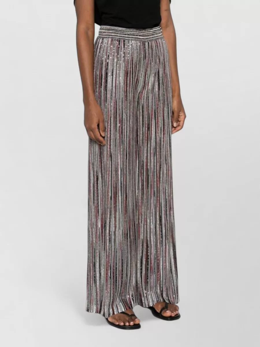 Missoni High Rise Striped Metallic Wide Leg Trousers
