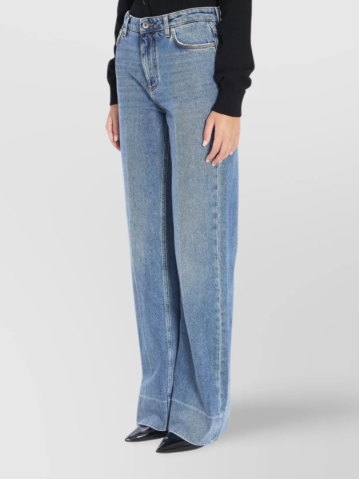 Dolce & Gabbana High-waist Wide-leg Trousers Crease Effect In Blue