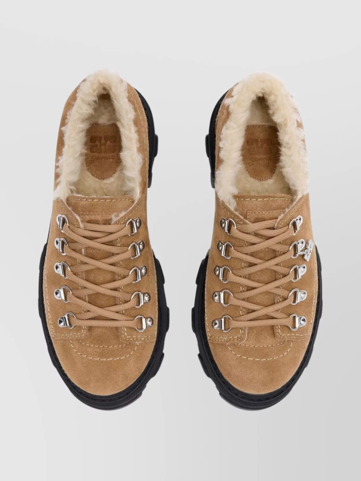 Ganni Suede Lace-Up Shoes Chunky Sole