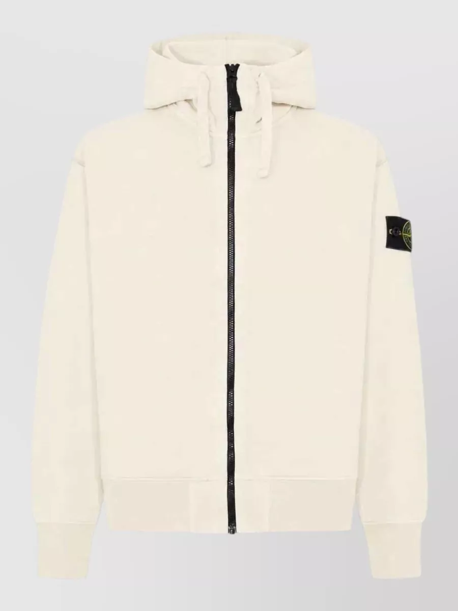 Stone Island cotton zip-up hooded sweatshirt