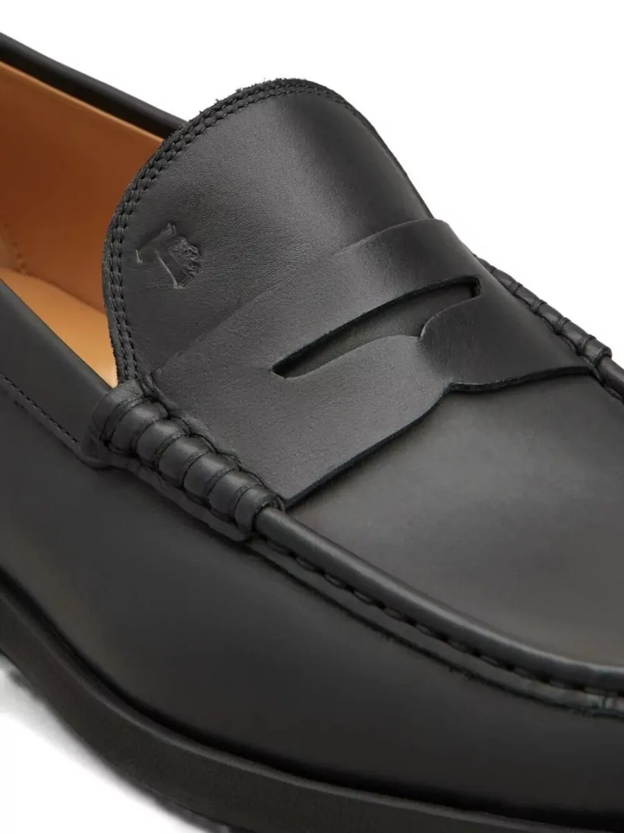 Tod's Leather Penny Loafers Round Toe Sole