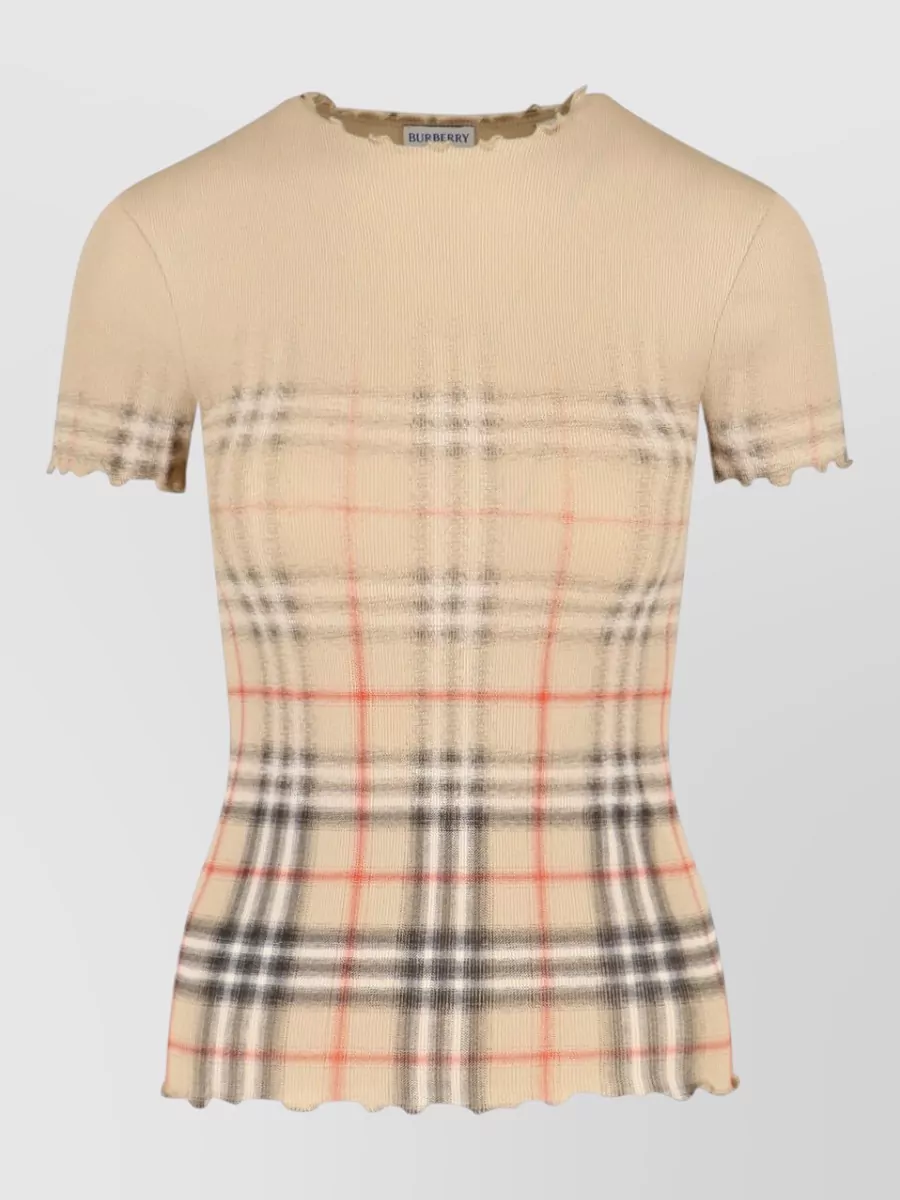 Burberry Ribbed check-print cotton t-shirt