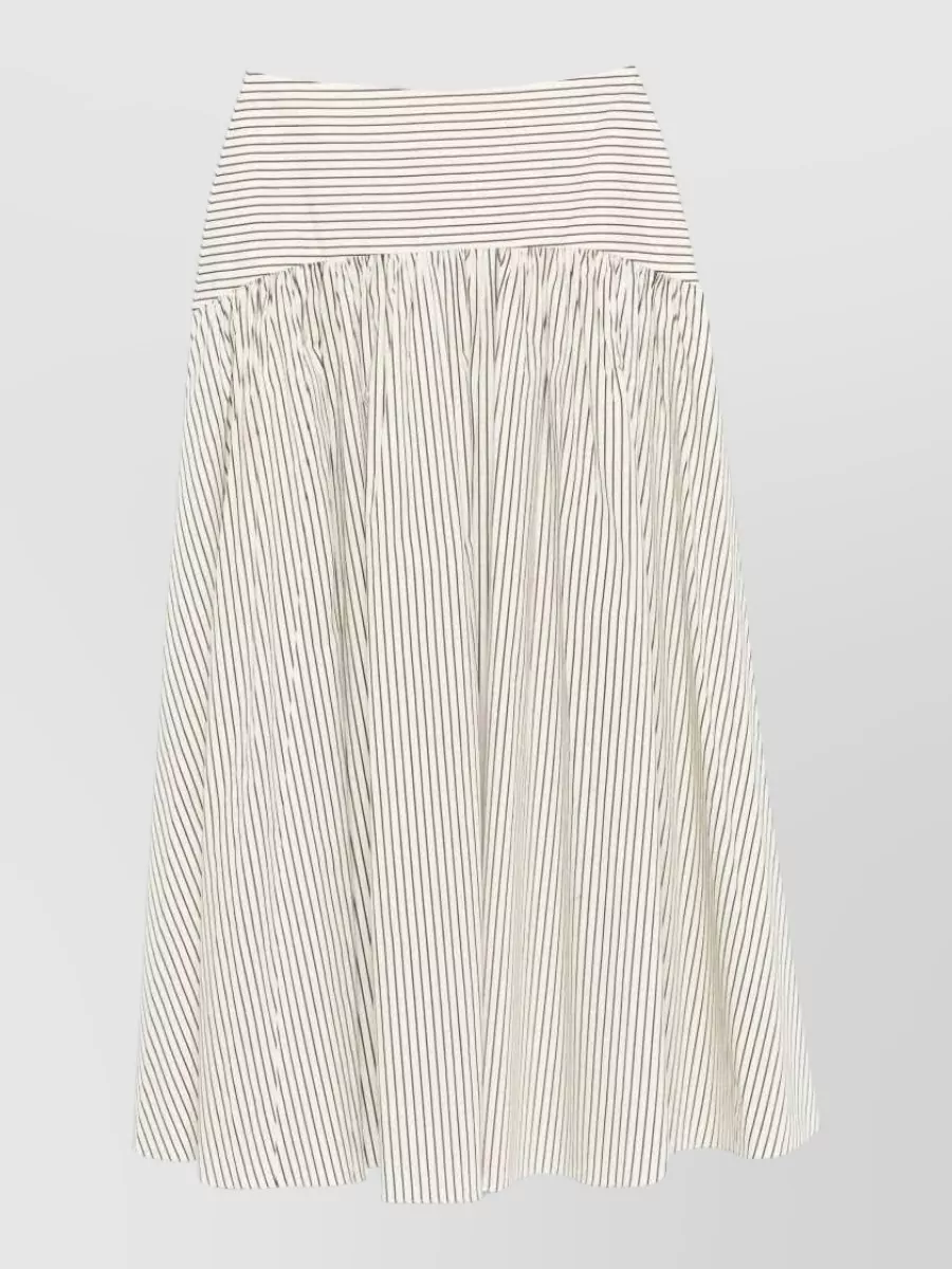 Staud Striped Paneled Midi Skirt