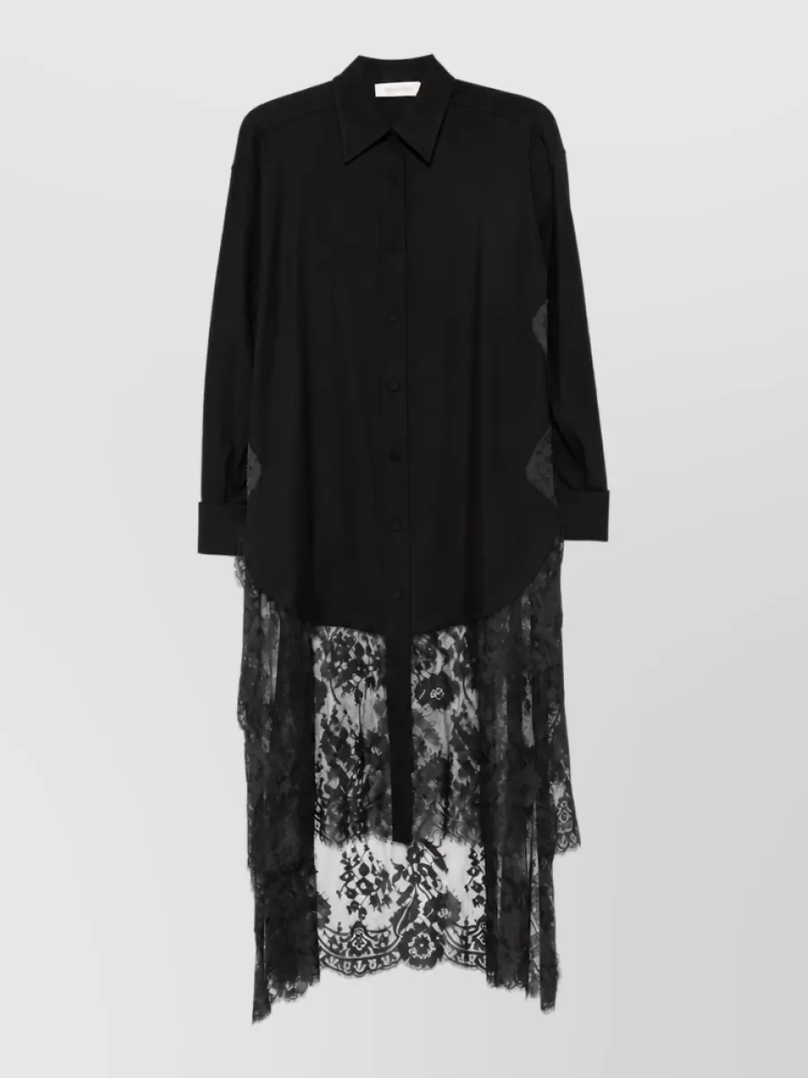 Zimmermann Lace wool long-sleeve shirt dress