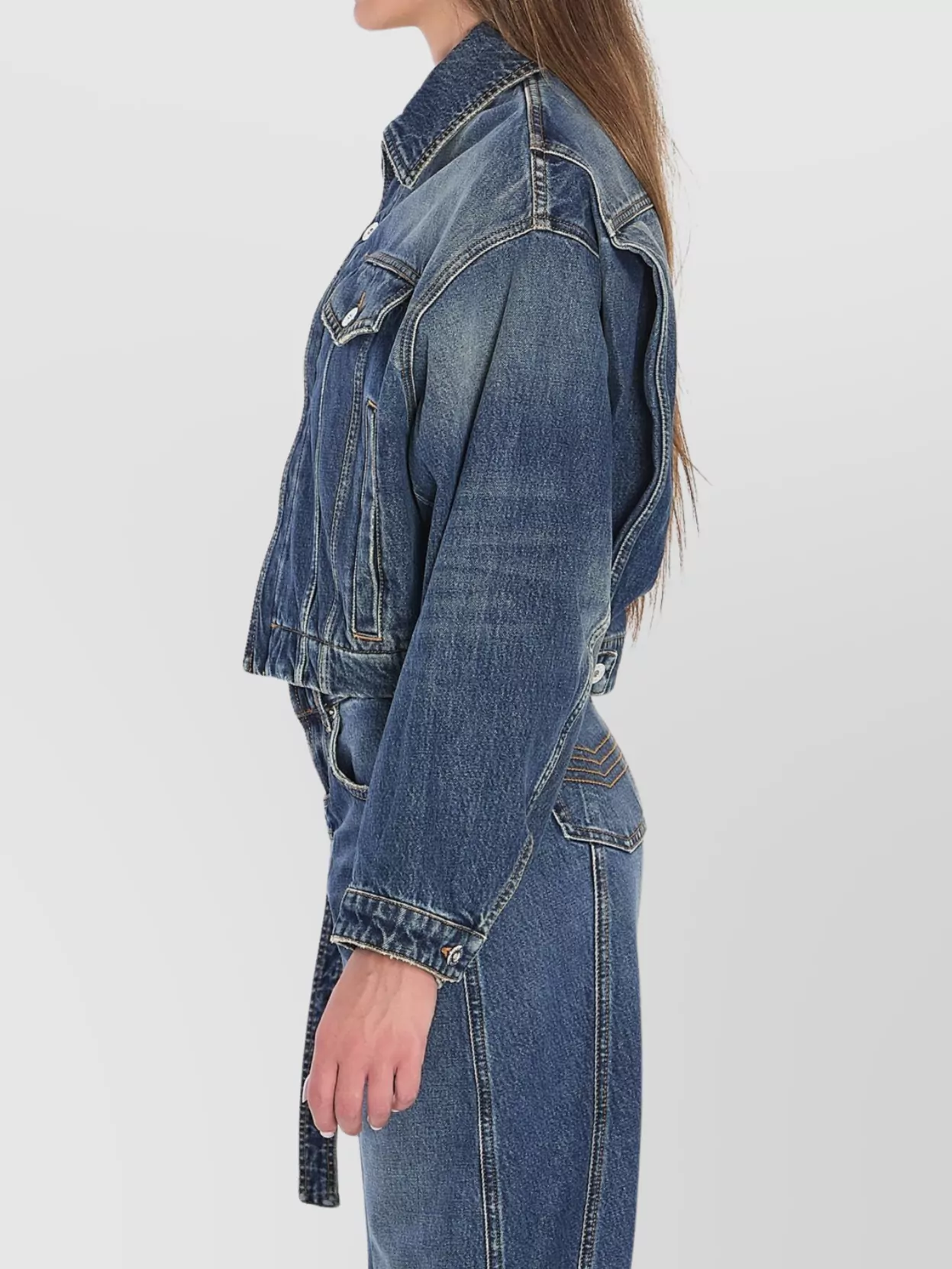 Jean Paul Gaultier Denim Strap Jacket With Belted Waist