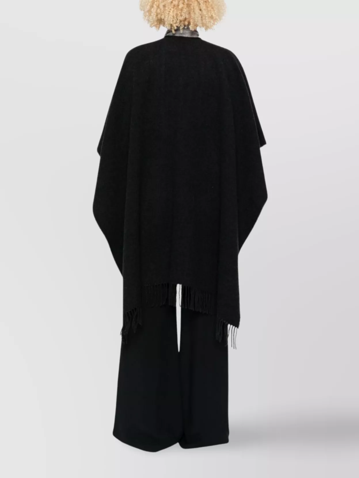 Fabiana Filippi Wool Poncho With Draped Silhouette And Fringe Detailing