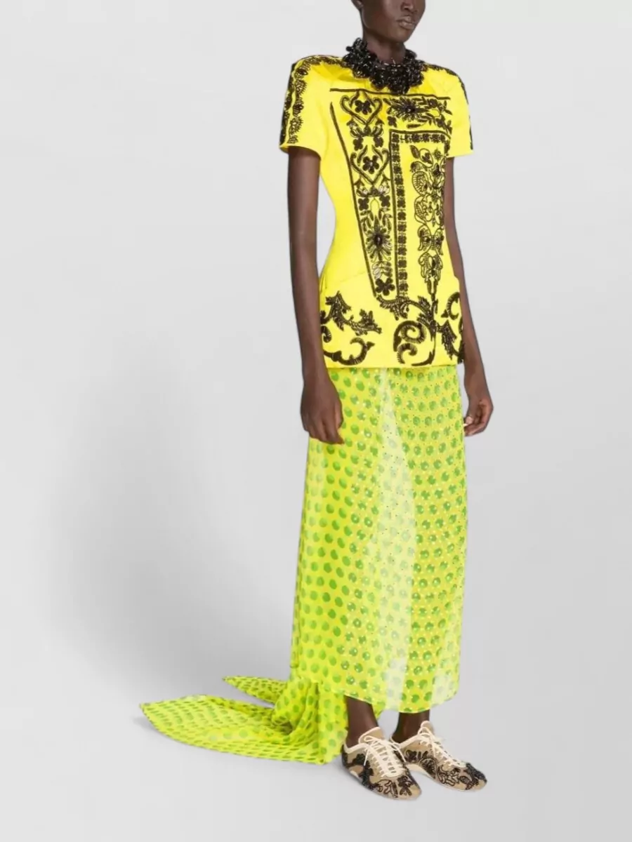 Dries Van Noten Silk Printed Maxi Skirt