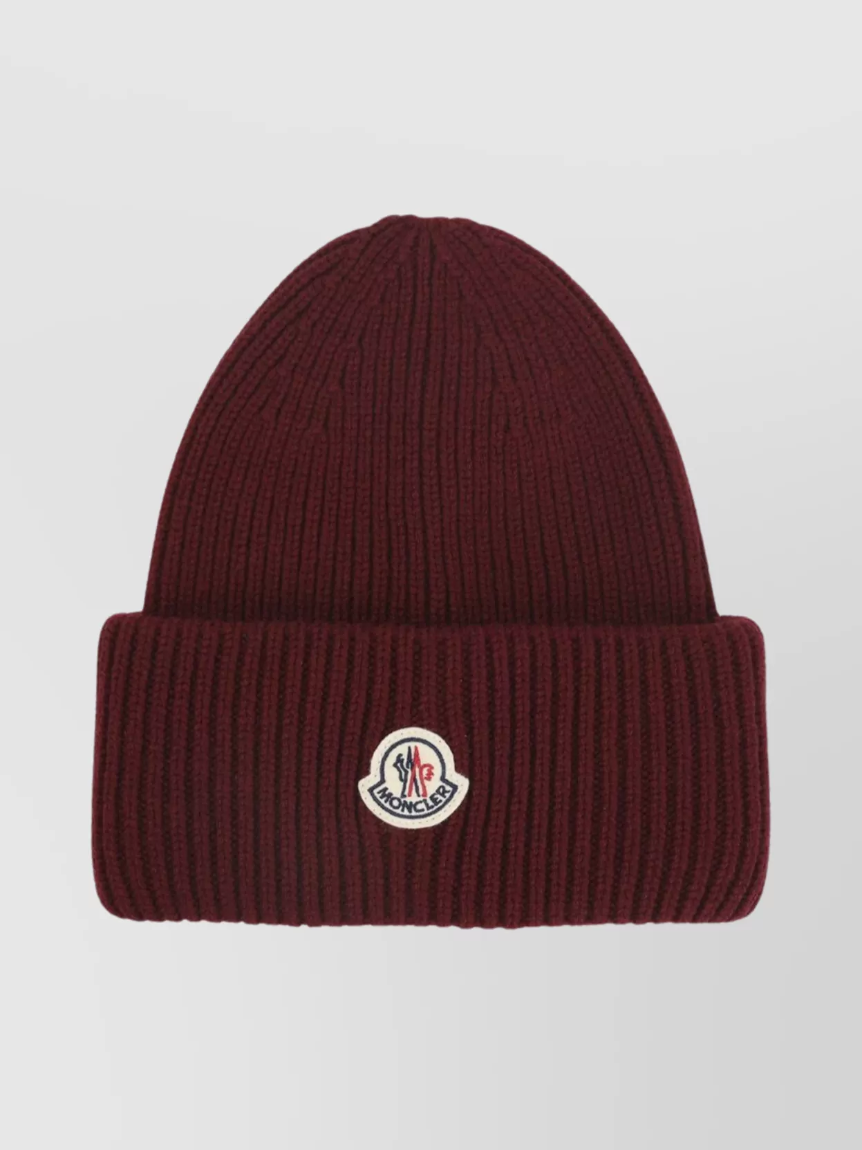 Moncler Virgin Wool Ribbed Hat With Logo Patch