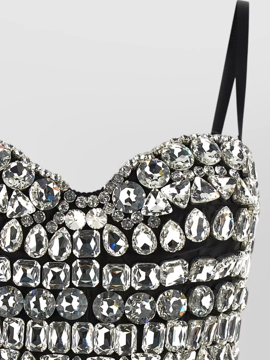 Dolce&Gabbana Crystal-Embellished Sweetheart-Neck Sleeveless Bodysuit