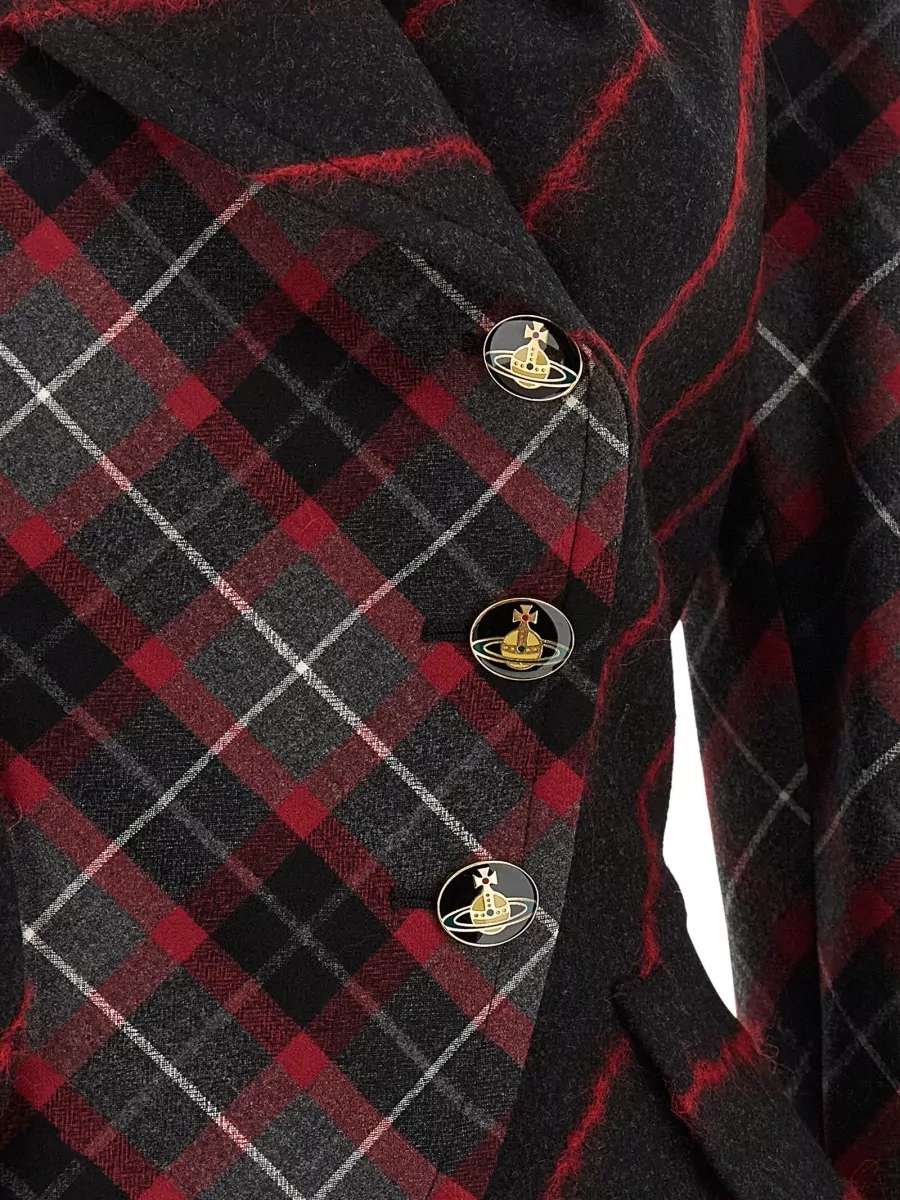 Vivienne Westwood Virgin Wool Asymmetric Tartan Blazer