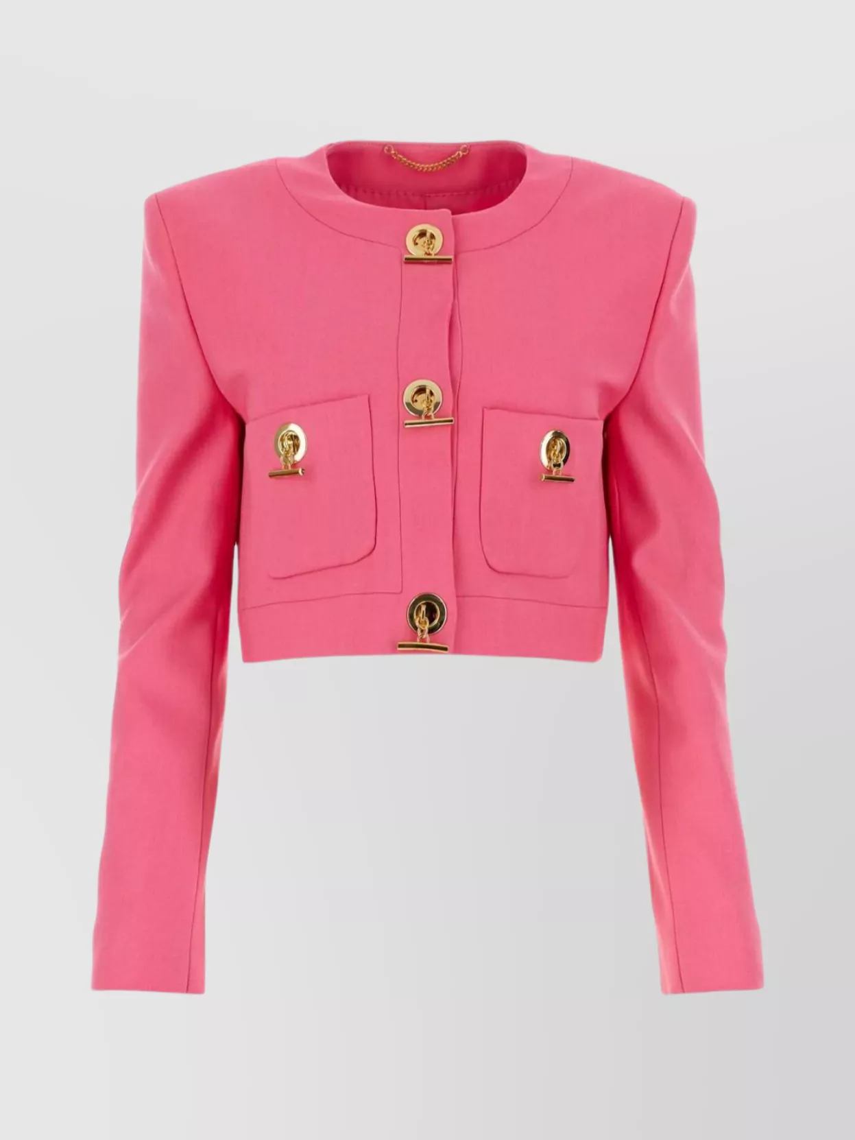 Shop Moschino Cropped Structured Blazer With Buttoned Sleeves