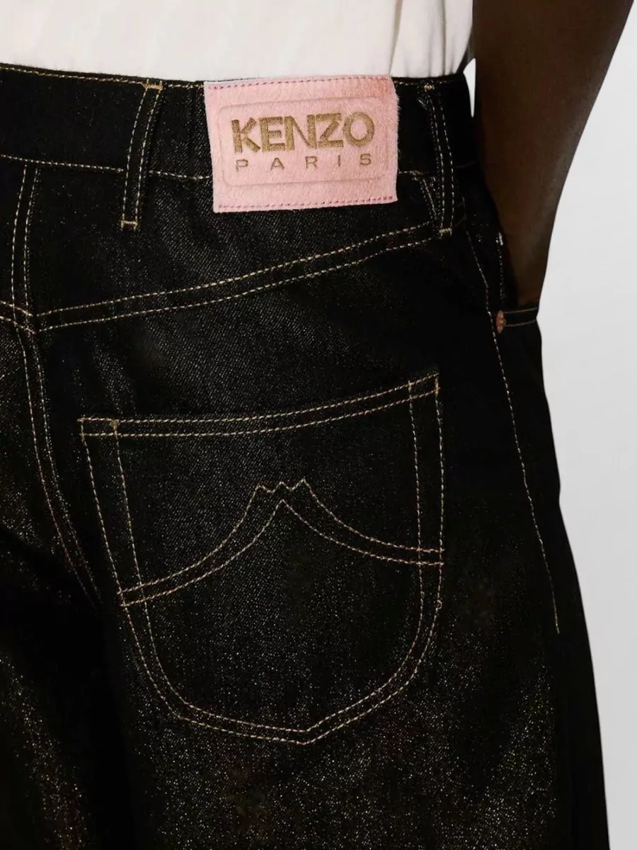 Kenzo Wide Leg Cuffed Jeans Raw Denim