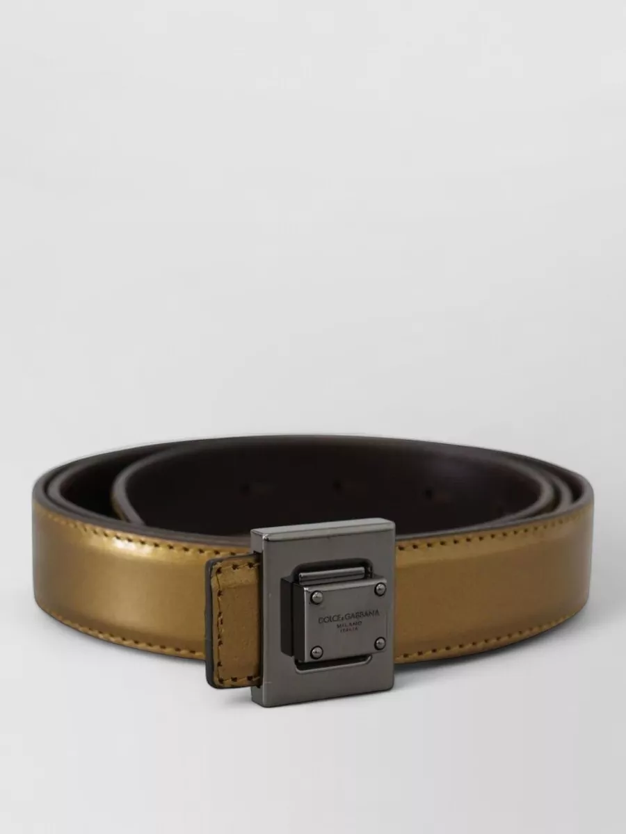 Dolce&Gabbana Leather Square Buckle Belt