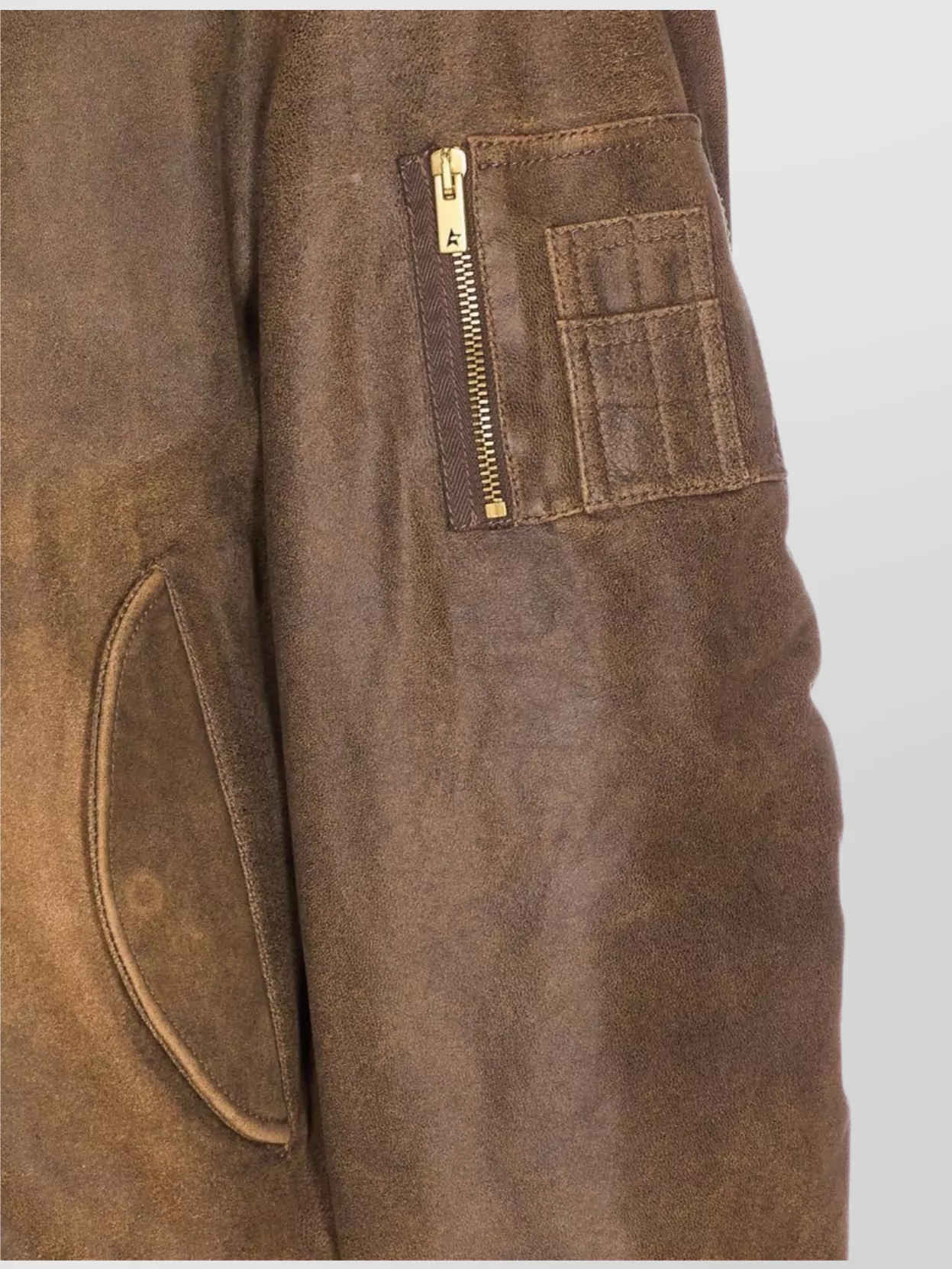 Golden Goose Lamb Leather Jacket With Long Sleeves And Pockets In Brown