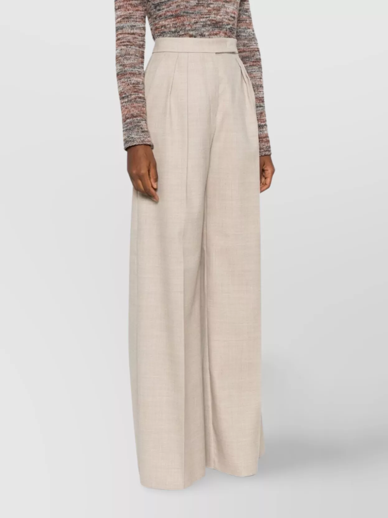 Max Mara Wide Leg Trousers Pleated Front In Neutral