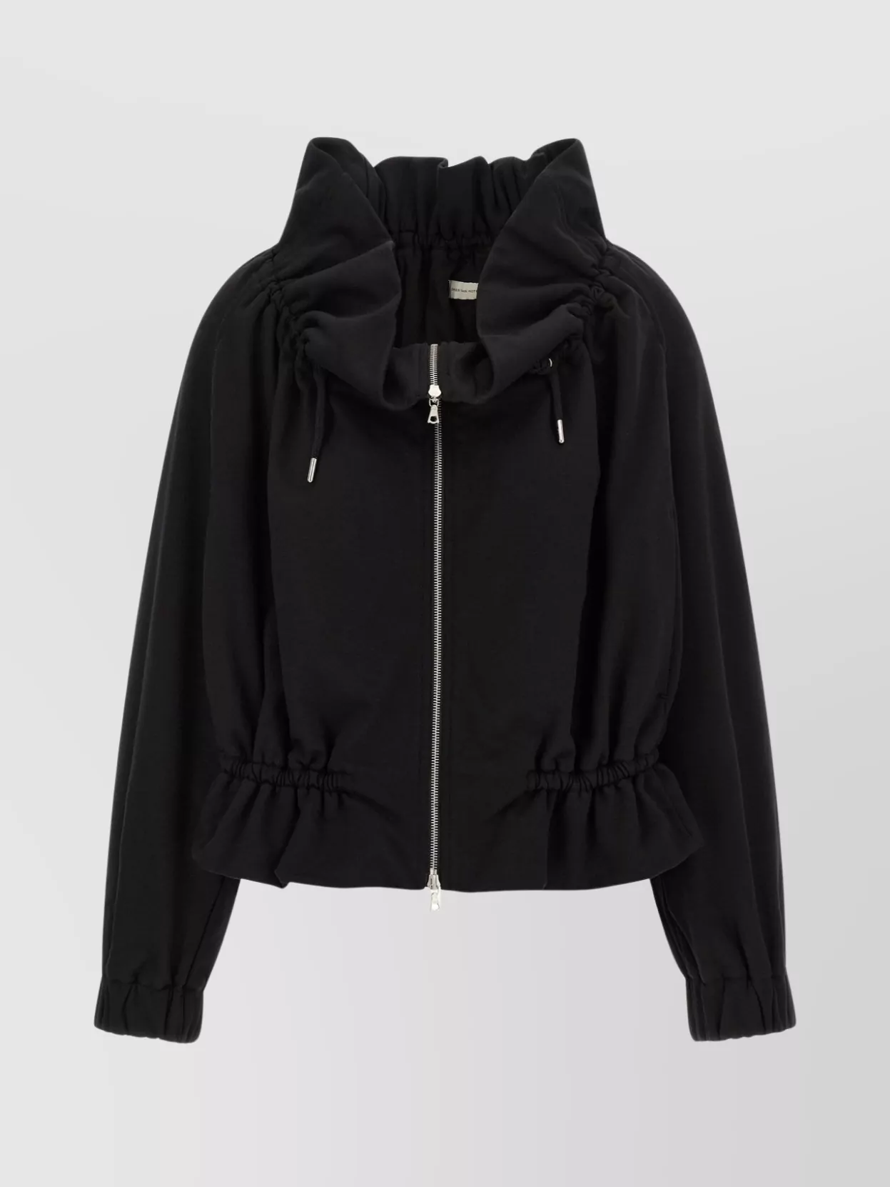 Dries Van Noten Drawstring Collar Sweatshirt With Elasticated Cuffs And Hem In Black