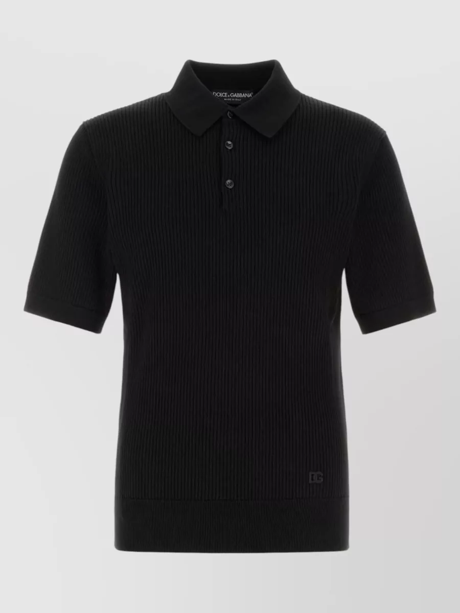 Dolce&Gabbana Cotton micro-ribbed short-sleeve polo shirt