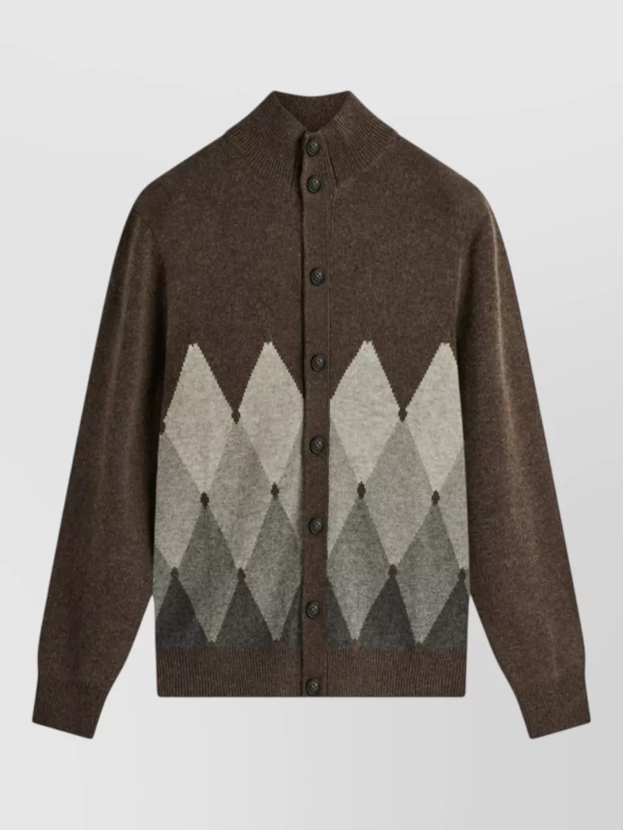 Ballantyne cashmere ribbed high-neck cardigan