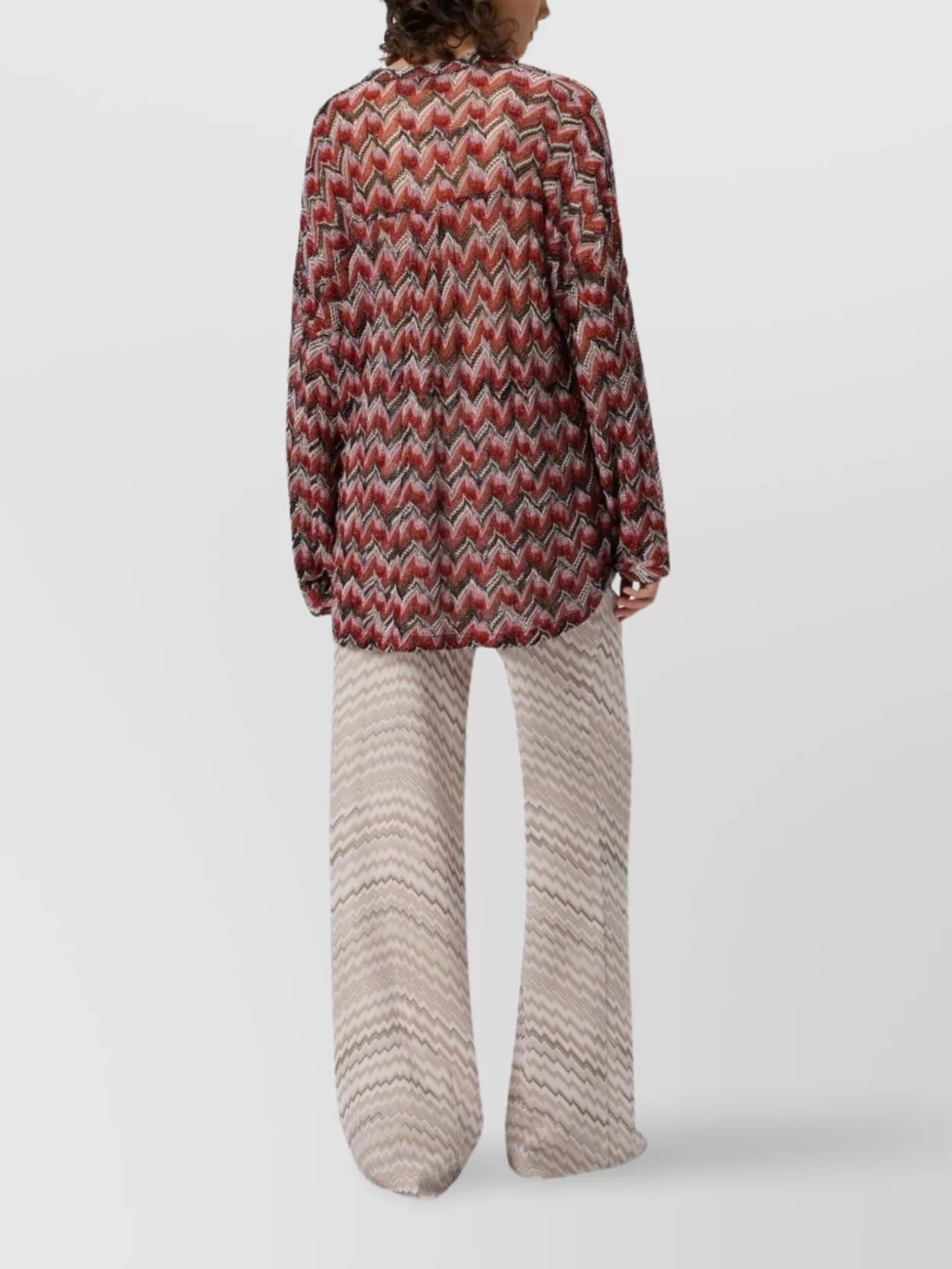 Missoni Lightweight Chevron Pattern Long Sleeve Blouse