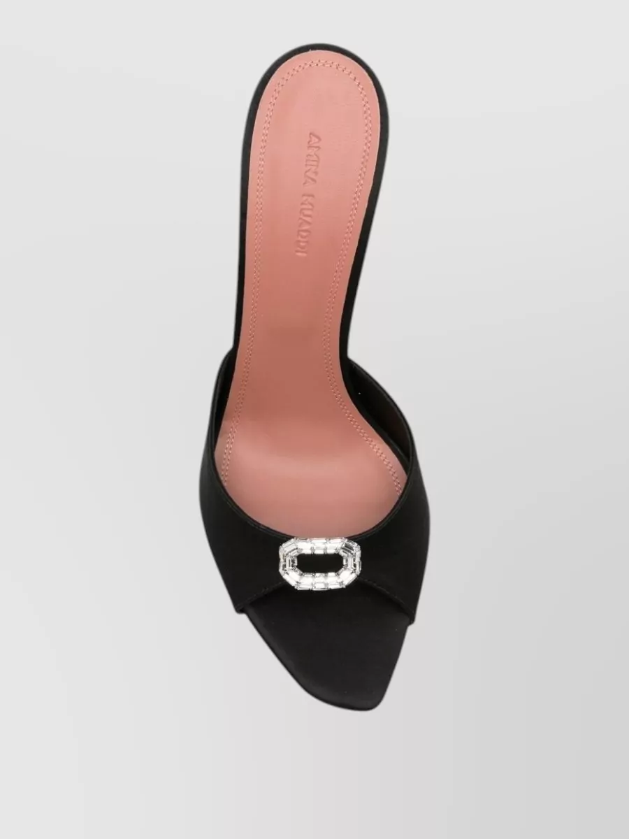 Amina Muaddi Crystal-Embellished Leather Mules