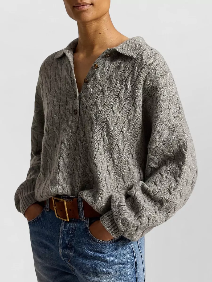 Polo Ralph Lauren Cable-Knit Wool Cashmere Polo Shirt