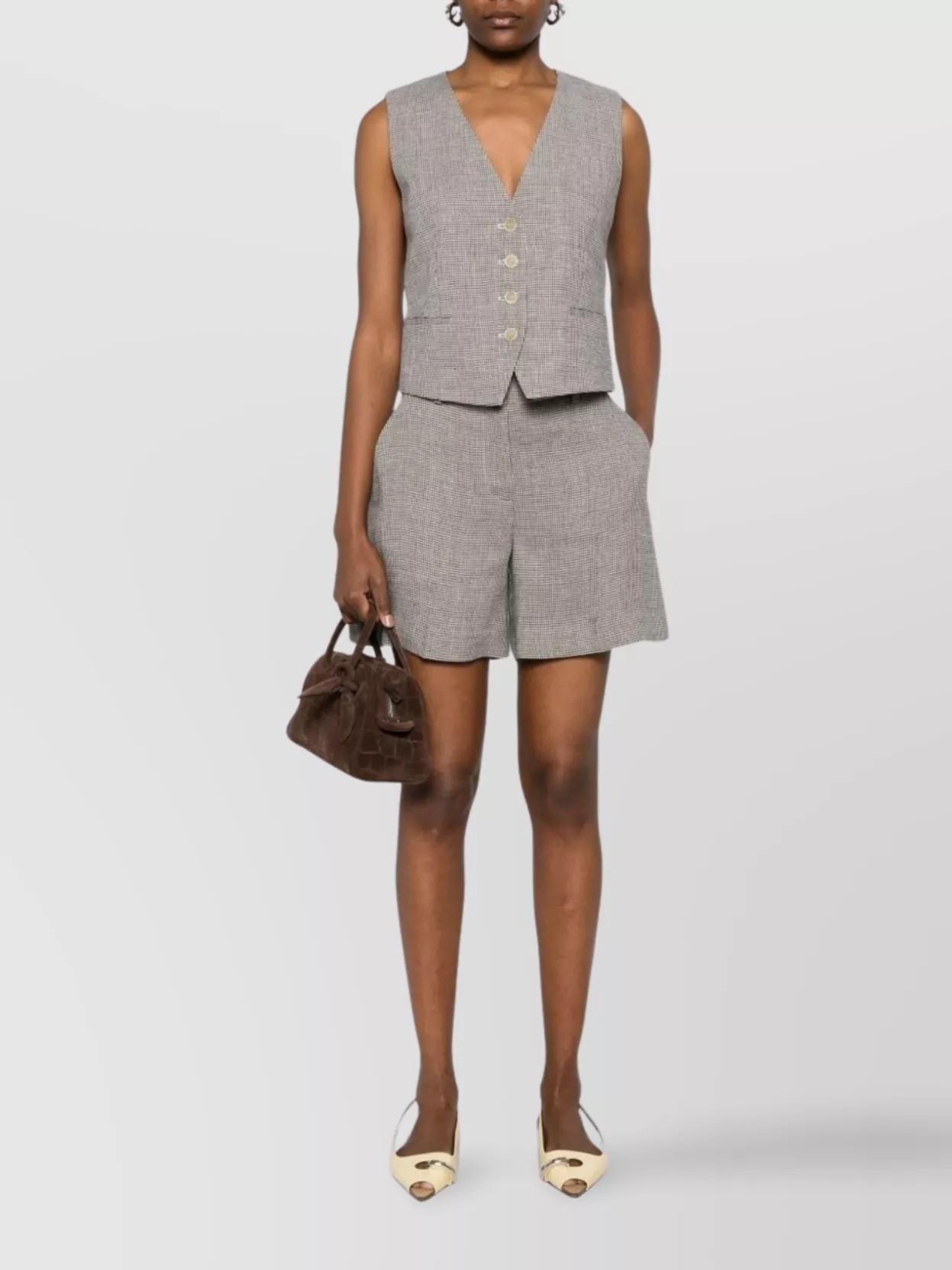 P.a.r.o.s.h High Waist Checked Print Shorts