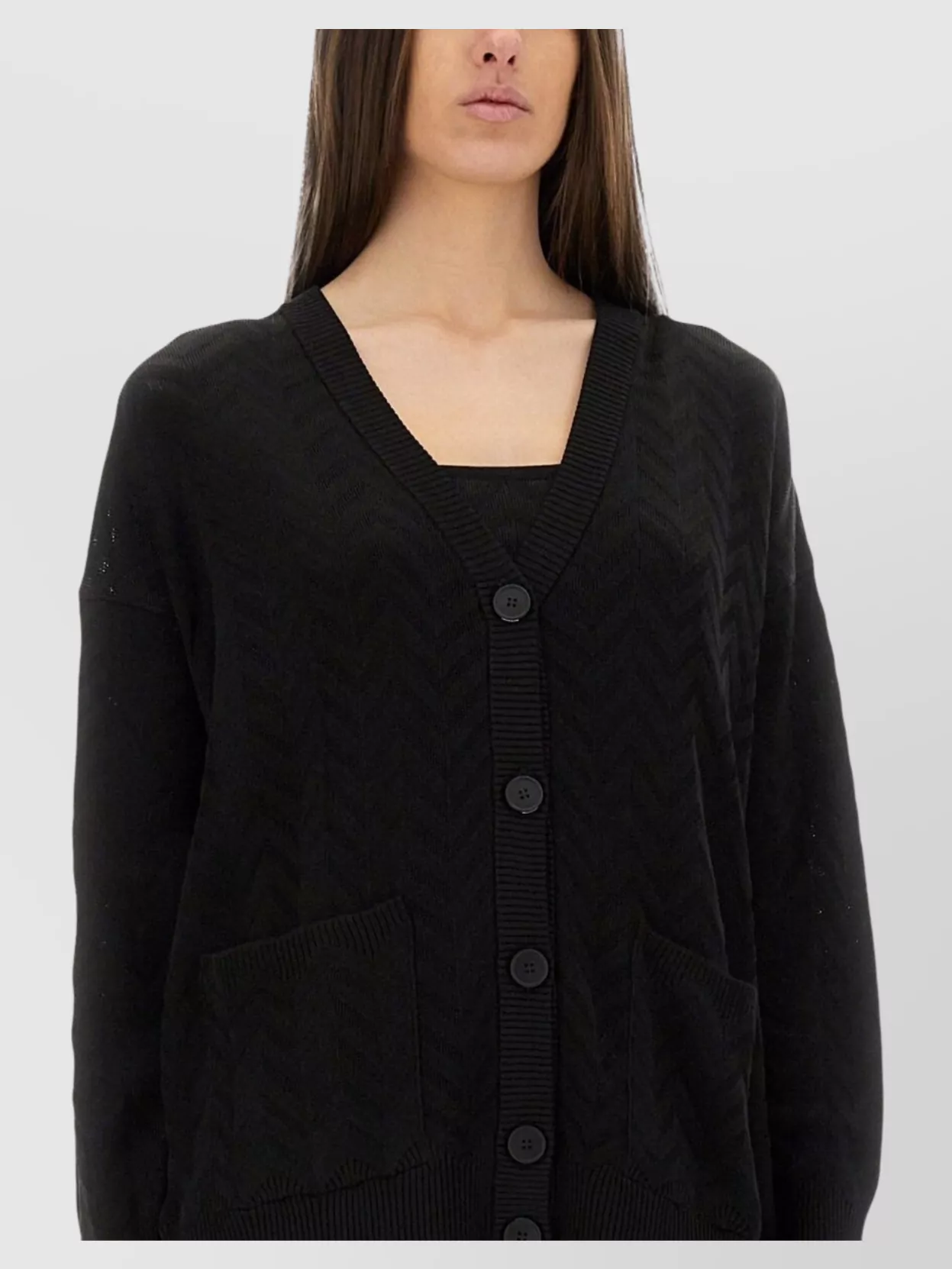 Missoni Oversized V-Neck Chevron Pattern Cardigan