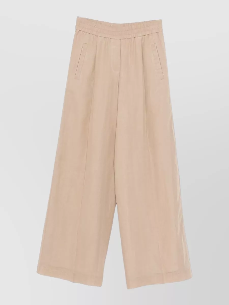 Brunello Cucinelli Cotton elastic-waist wide-leg trousers