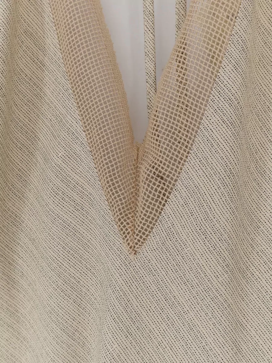 Alysi Viscose Linen V-Neck Short-Sleeve Blouse