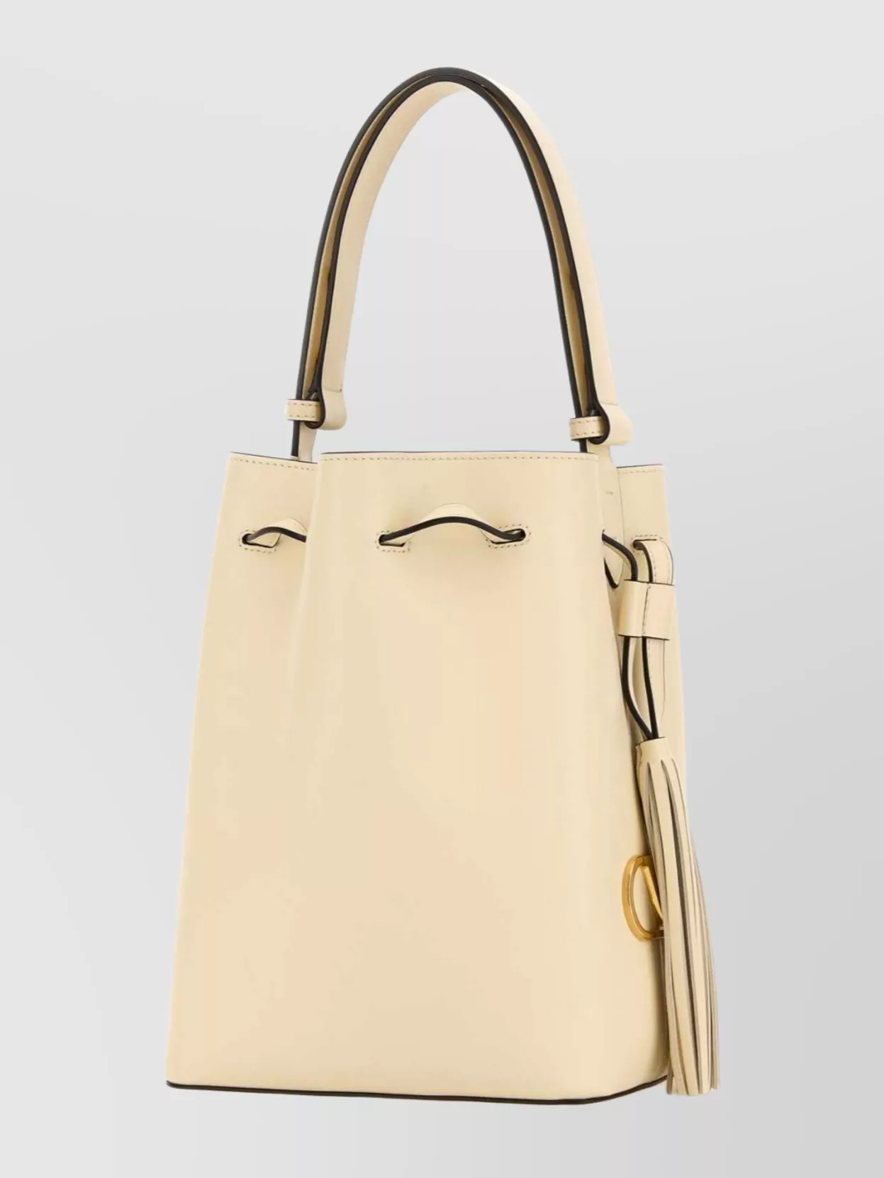 Valentino Ivory Leather Vlogo Signature Bucket Bag In Neutral