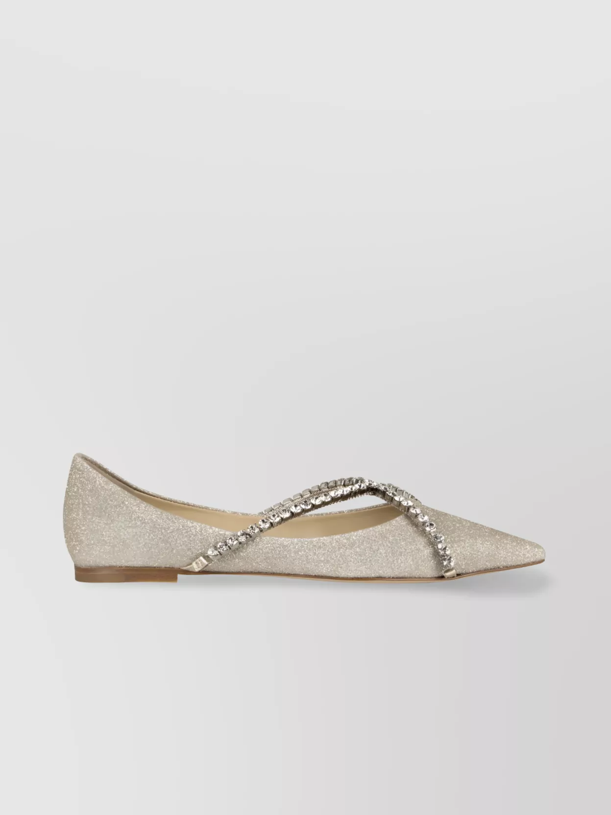 Jimmy Choo Crystal Embellished Glitter Pointy-toe Ballet Flats