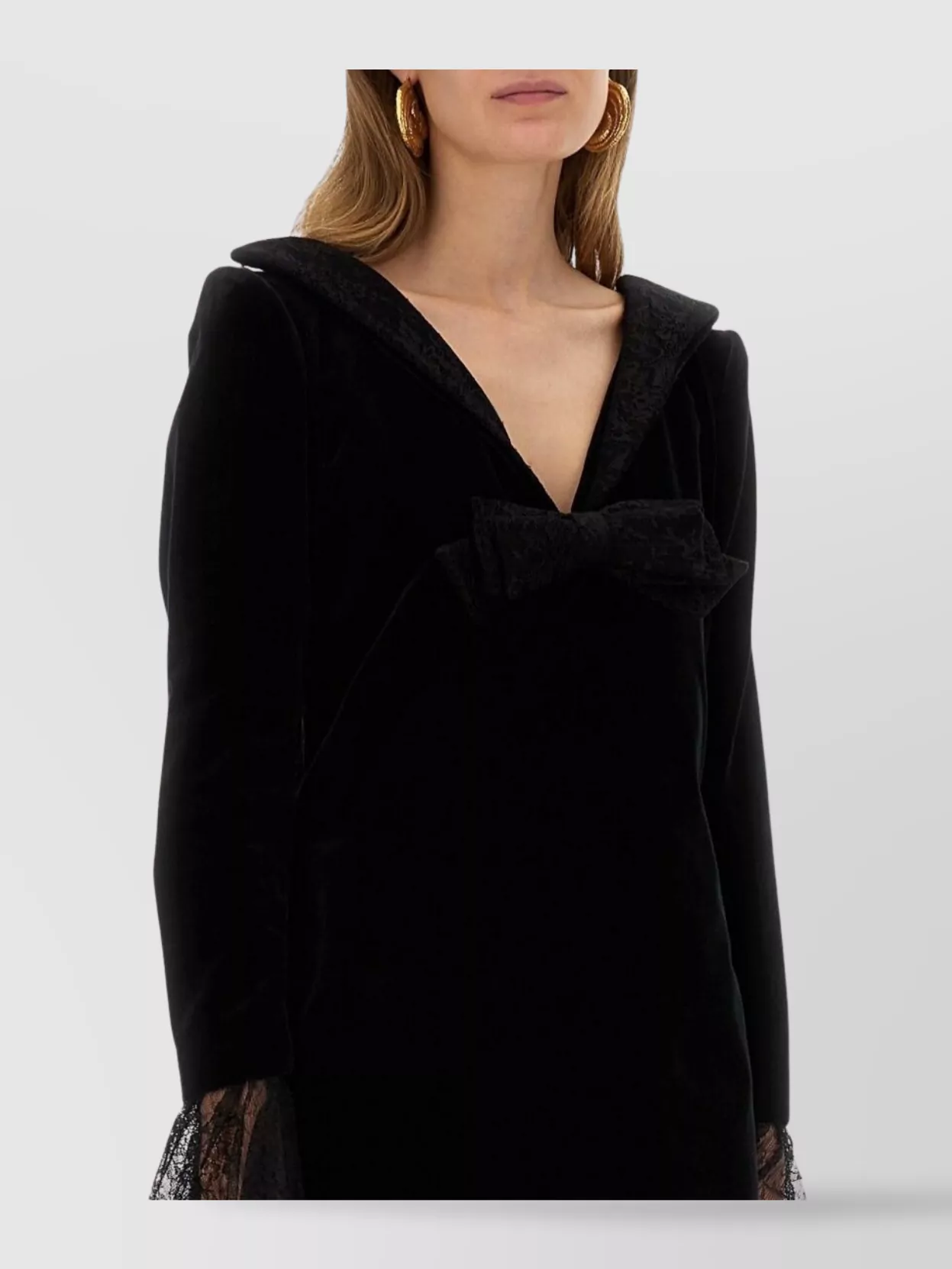 Nina Ricci Bow Detail Mini Dress With Lace Trim
