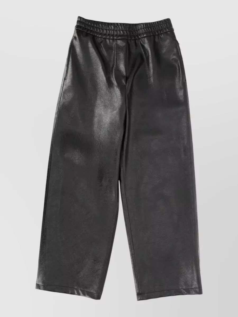 Msgm Wide Leg Trousers Elastic Waistband In Black