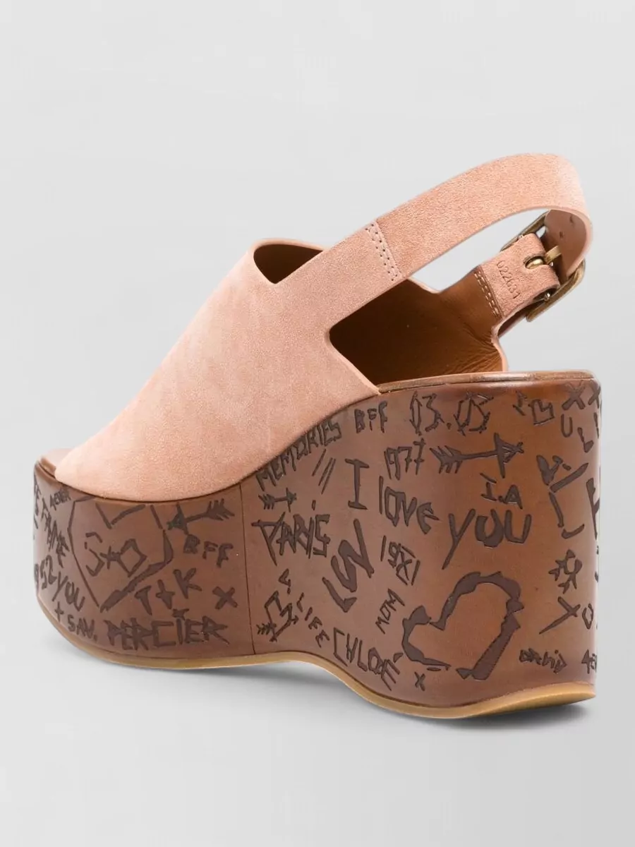 Chloé Maxime Suede Slingback Platform Mules In Multi