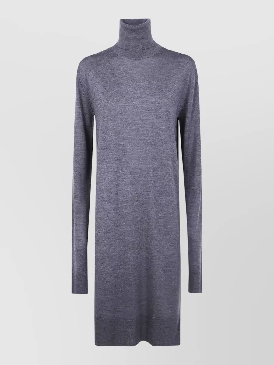 Totême Wool Silk Turtleneck Long-Sleeve Midi Knitted Dress