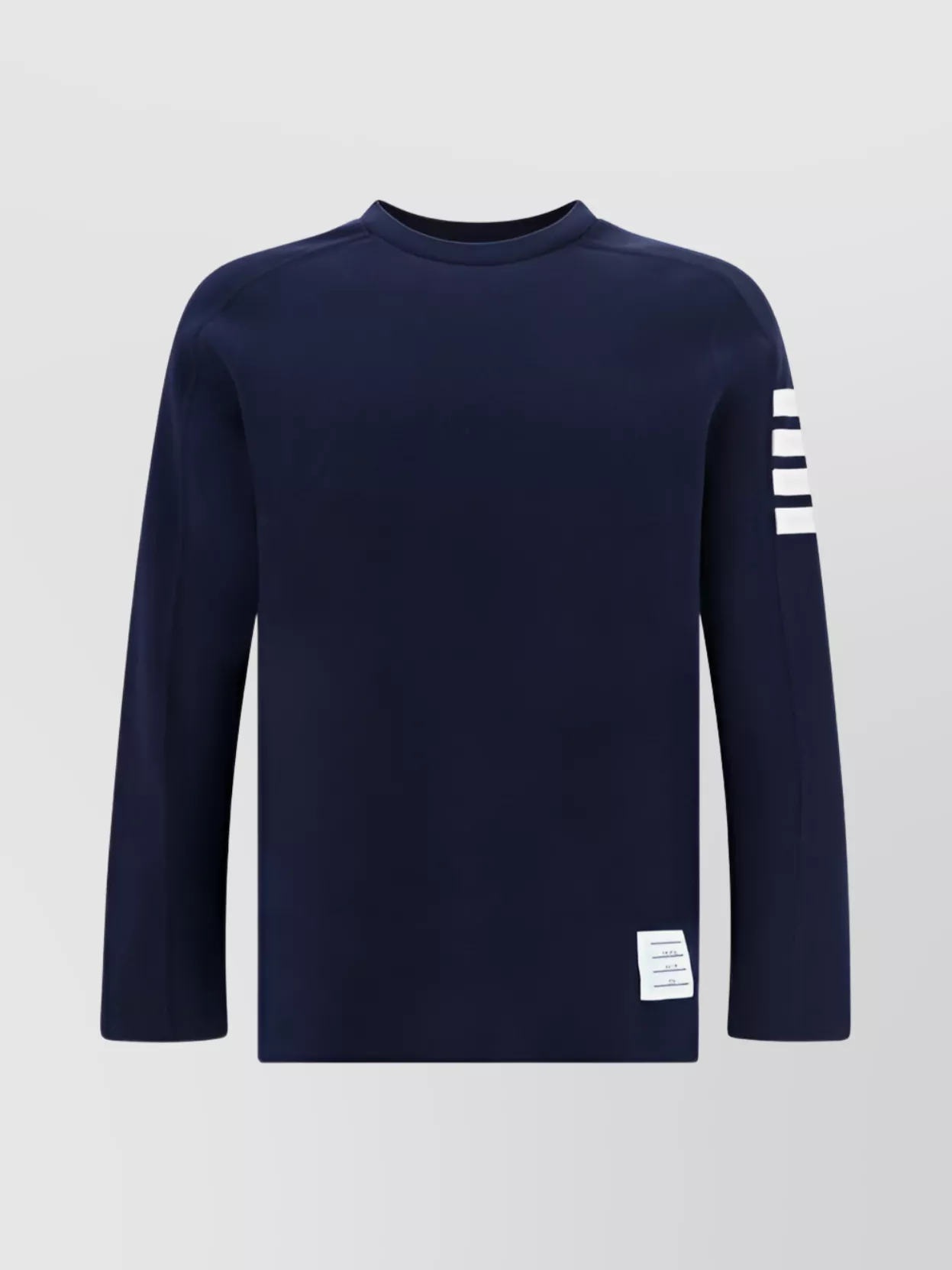 Shop Thom Browne Long Sleeve Cotton Crew Neck Sweater