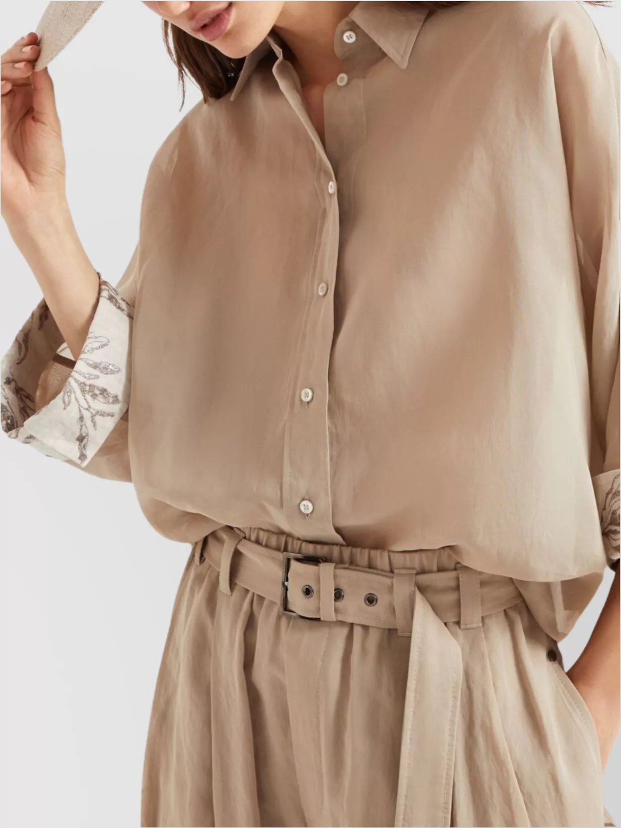 Brunello Cucinelli Cotton Shirt Embroidered Cuffs