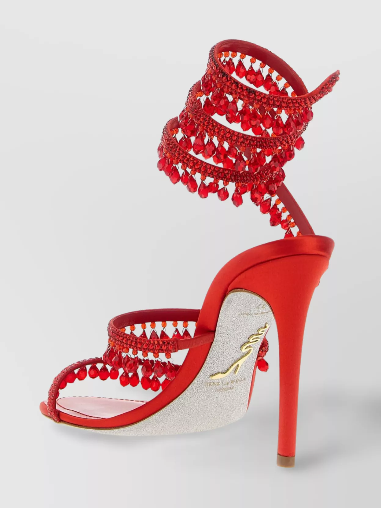 Rene Caovilla Crystal Beaded Ankle Strap Sandals