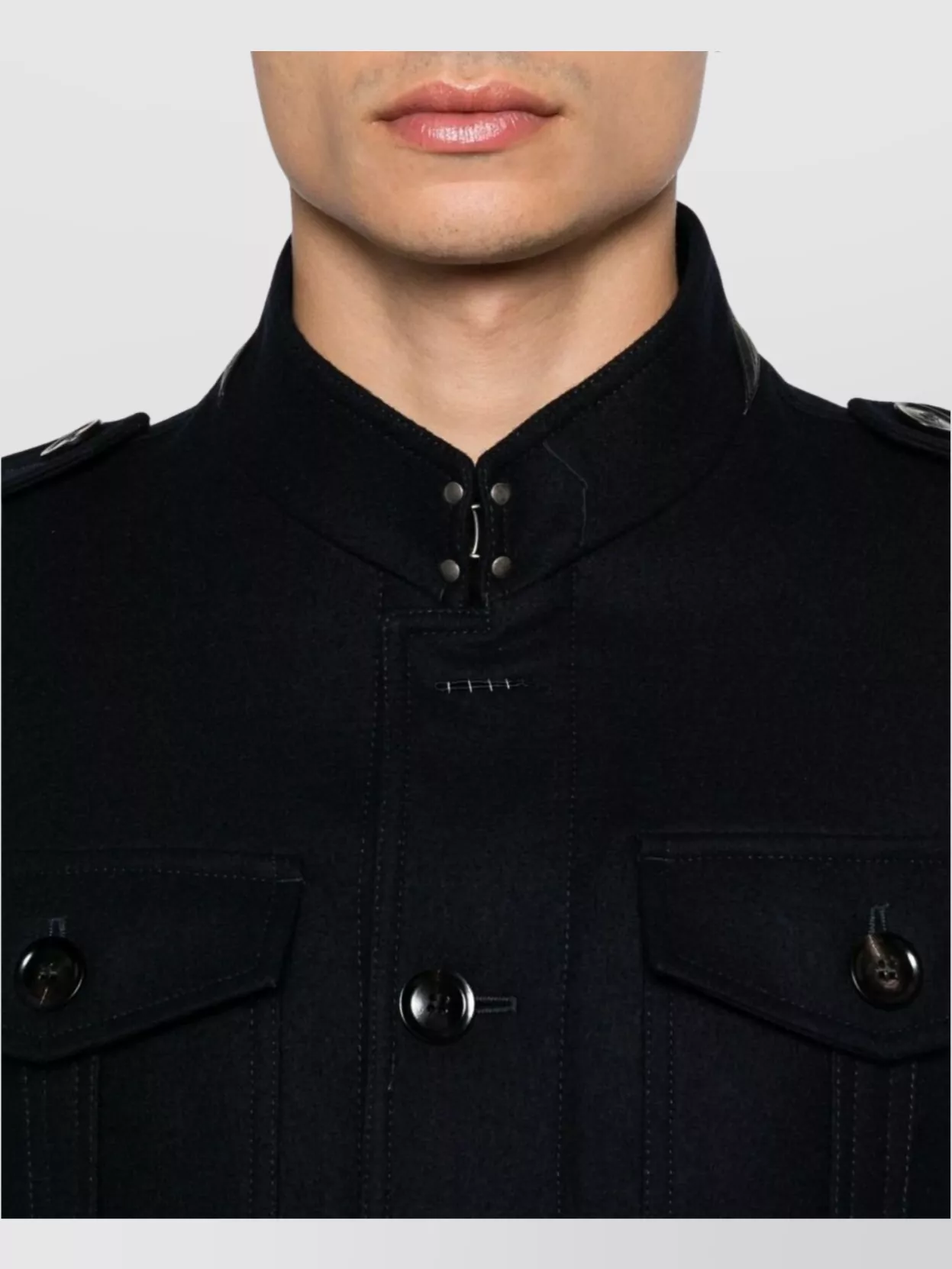 Tom Ford Epaulettes Stand Collar Overshirt