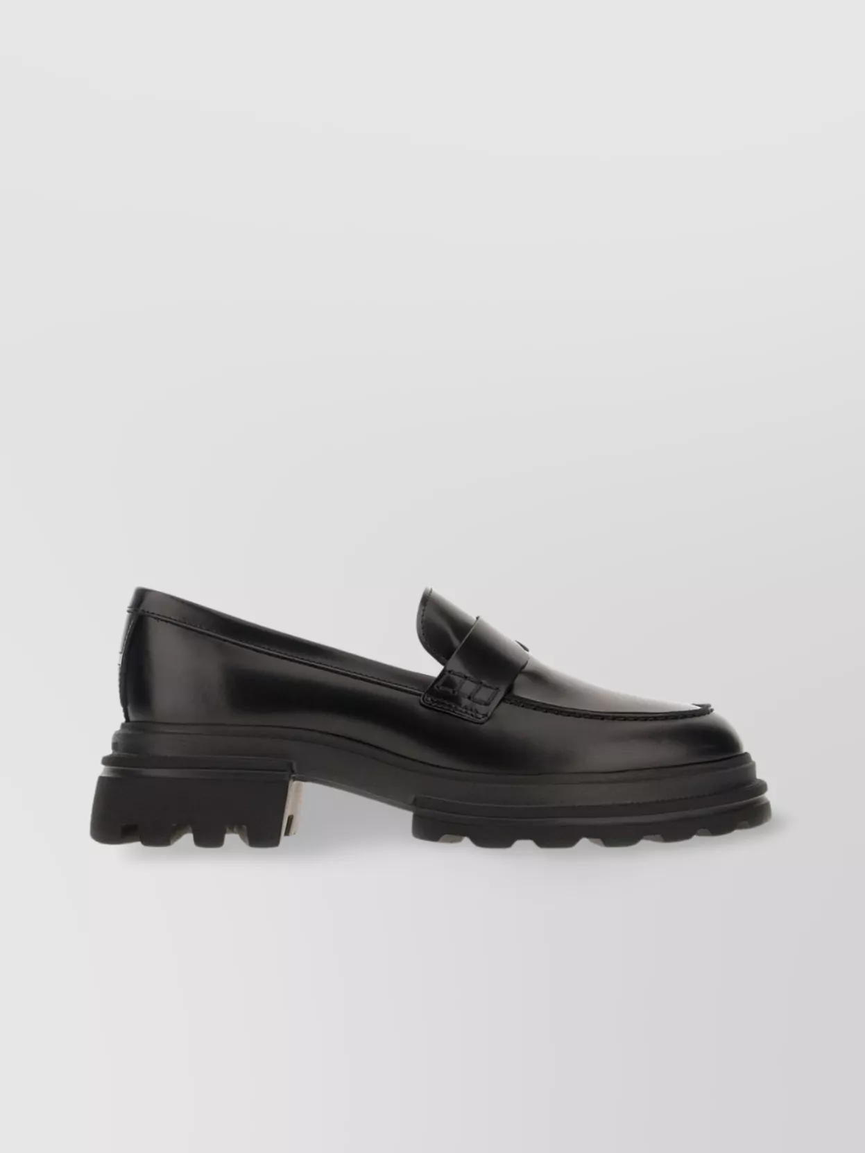 Hogan Chunky Sole Loafers With Smooth Leather Construction In Black