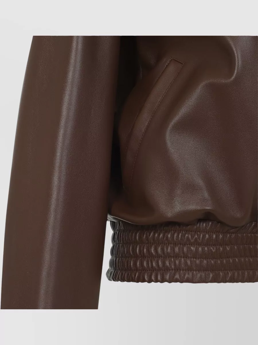 Balenciaga Leather High Collar Relaxed-Fit Blouson Jacket