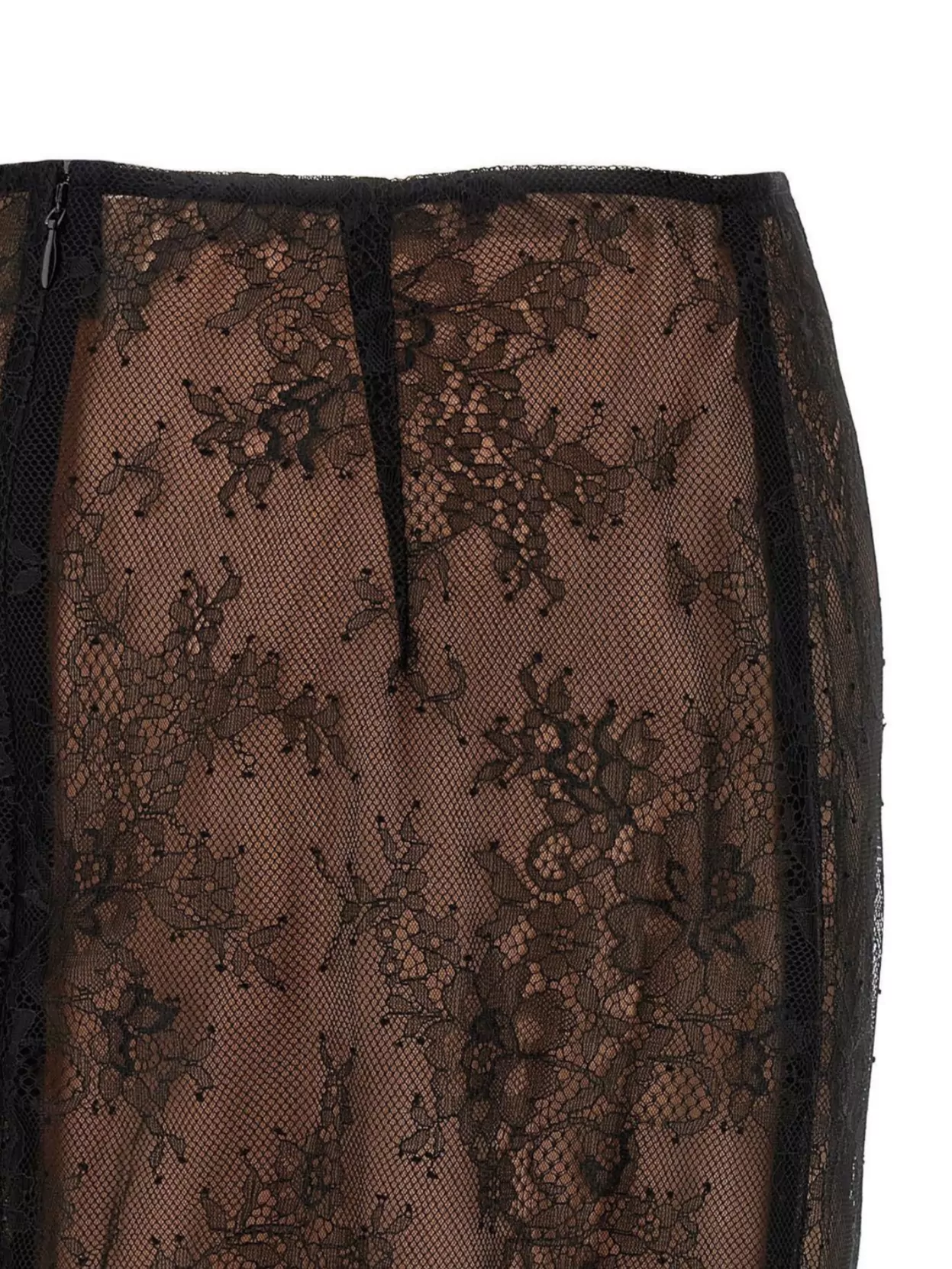 Self-portrait Lace Overlay Sheer Midi Skirt With Slit
