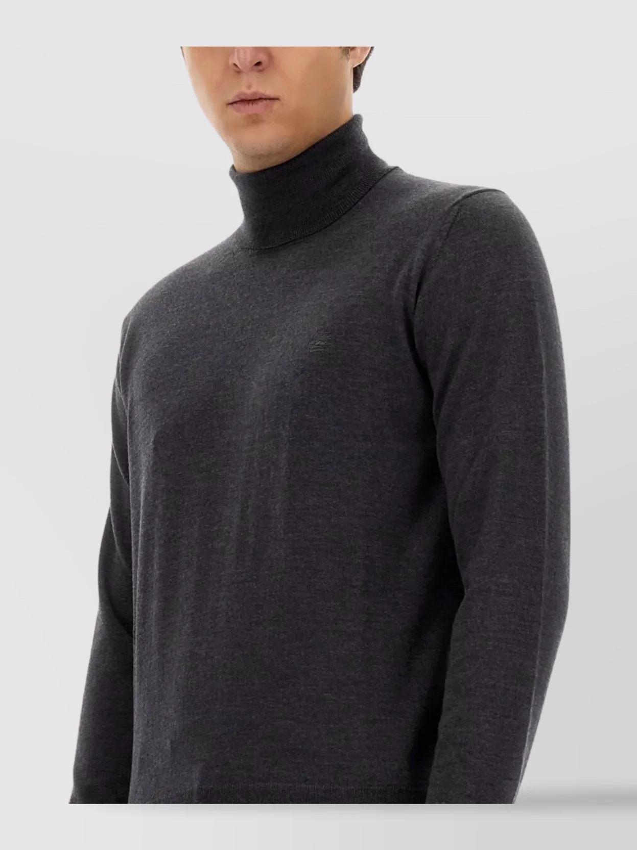 Etro Embroidered Turtleneck Sweater With Ribbed Trim