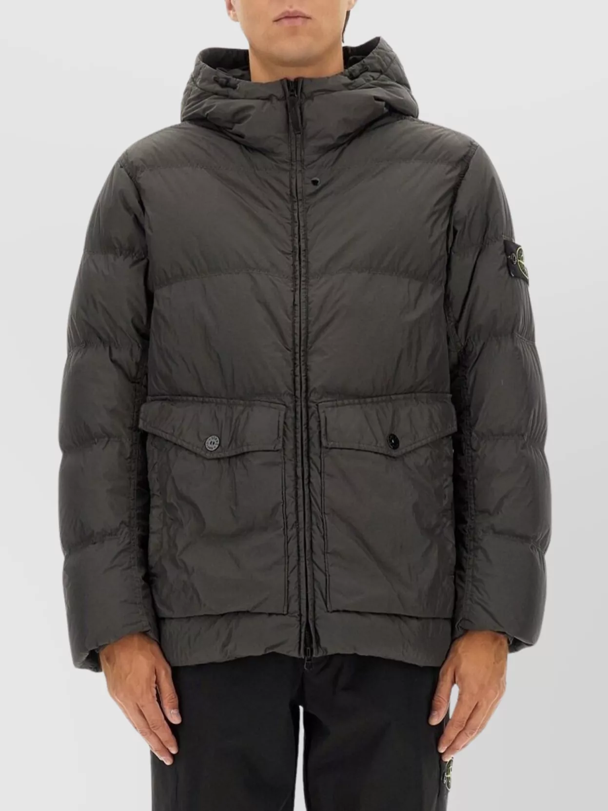 Stone Island Long Hooded Down Jacket Pockets