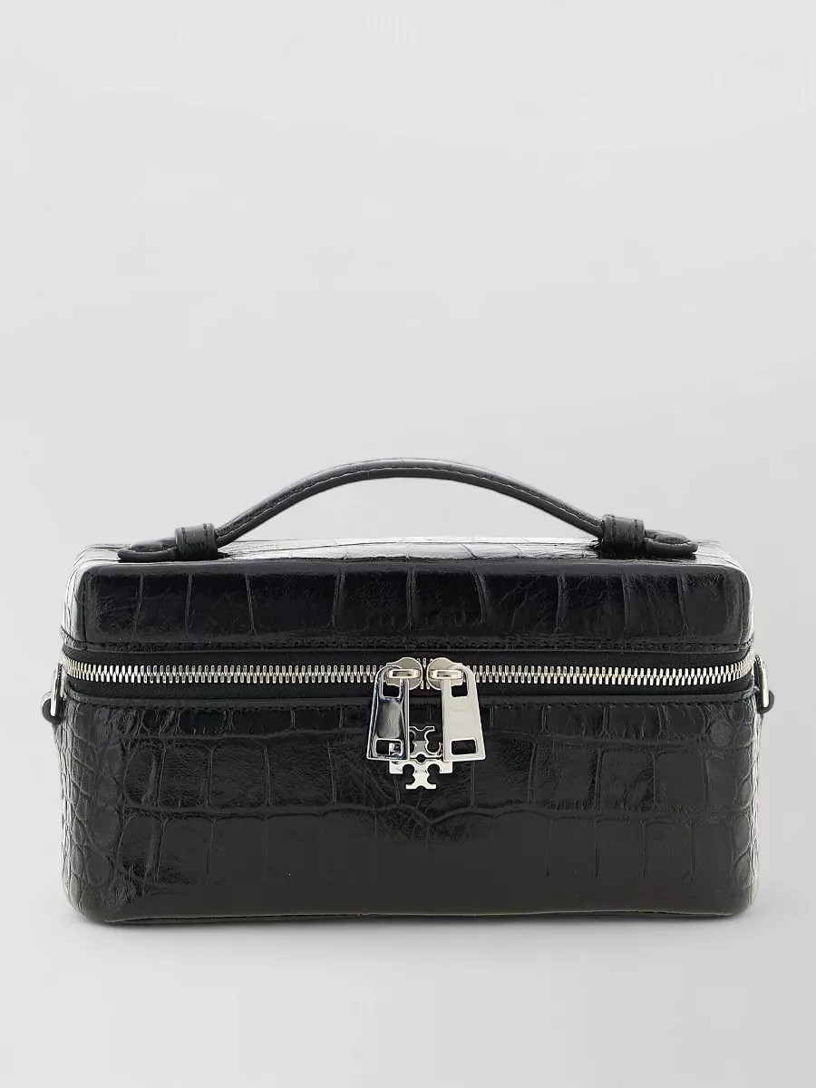 Tory Burch Na lamb leather crocodile-embossed clutch bag