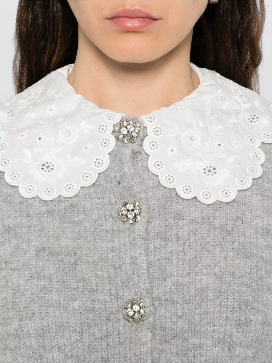 Self-Portrait Lace Collar Cardigan