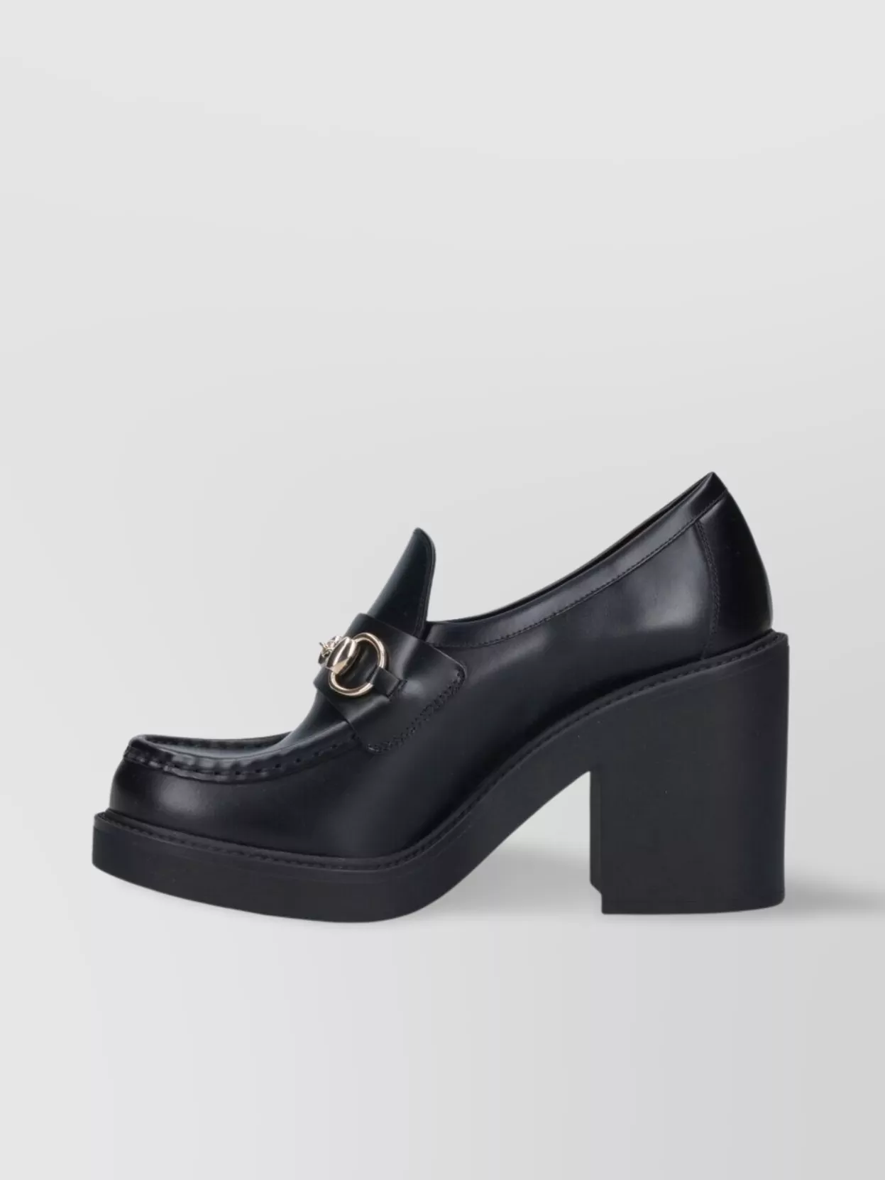 Gucci Block Heel Loafers Gold Hardware