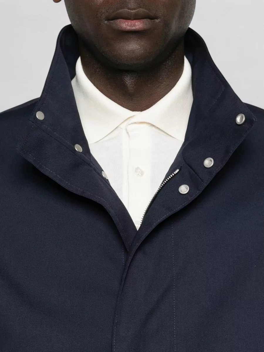 Lardini Jacket Zip Buttons High Collar Drawstring Hem